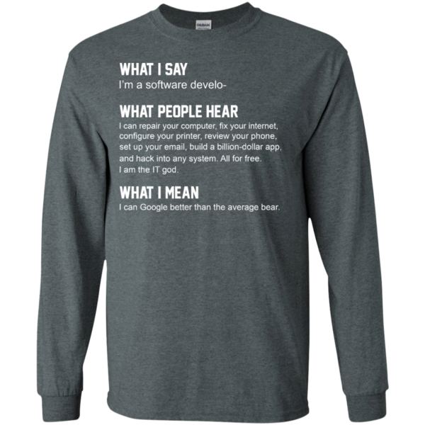 image 338 600x600px What People Hear When I Say I’m A Software Developer T Shirts, Hoodies, Tank