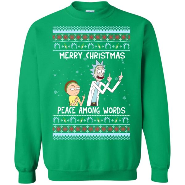 image 495 600x600px Rick and Morty Merry Christmas Peace Among Words Christmas Sweater