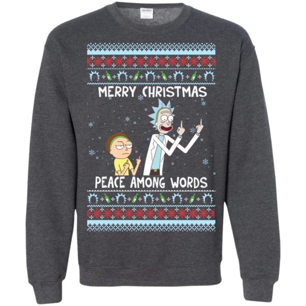 image 496 600x600px Rick and Morty Merry Christmas Peace Among Words Christmas Sweater