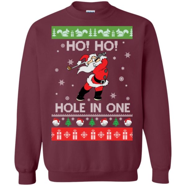 image 140 600x600px Santa Play Golf Ho Ho Hole In One Christmas Sweater