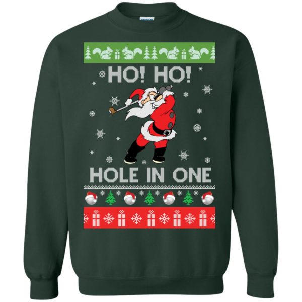 image 142 600x600px Santa Play Golf Ho Ho Hole In One Christmas Sweater