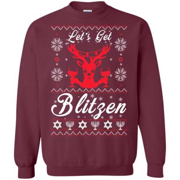 image 349 600x600px Let’s Get Blitzen Reindeer Beer Christmas Sweater