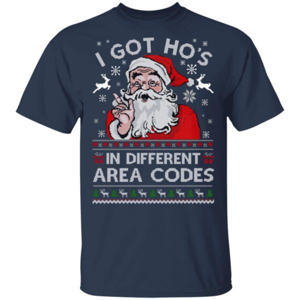 redirect 1459 600x600px Santa I Got Ho’s In Different Area Codes Christmas Shirt