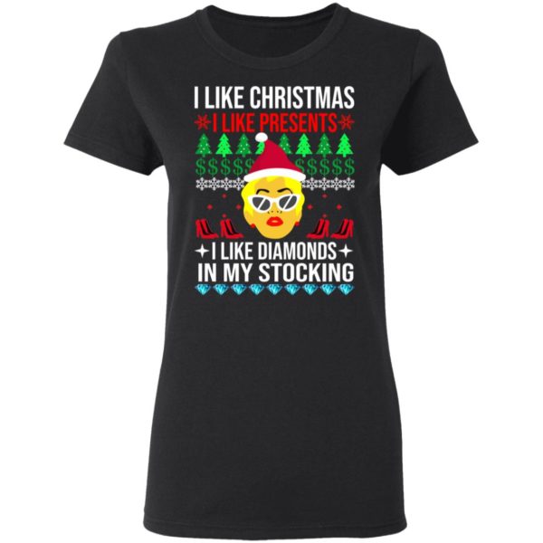 redirect 1530 600x600px I Like Christmas I Like Presents I Like Diamonds Cardi B Christmas Shirt