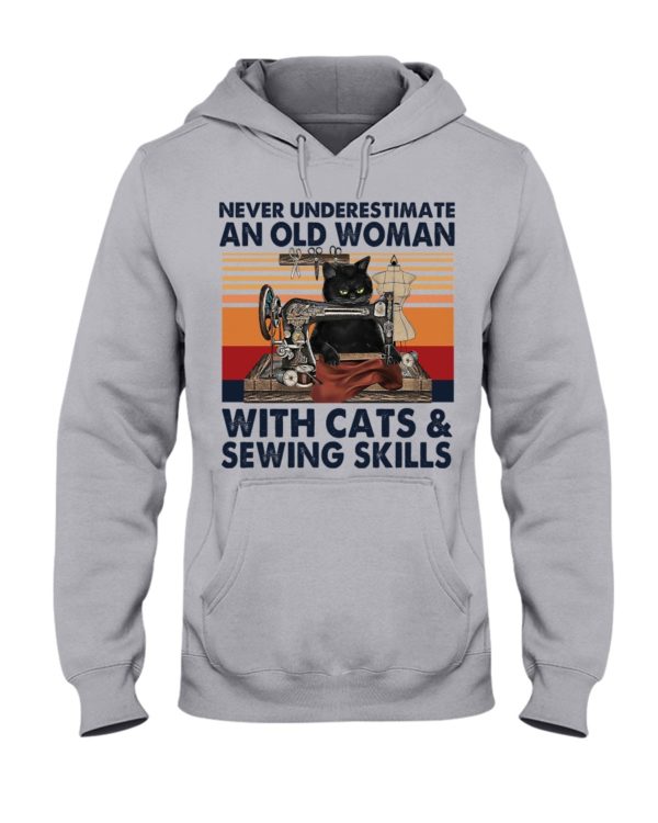 regular 4497 600x750px Never Underestimate An Old Woman With Cats And Sewing Skills Shirt