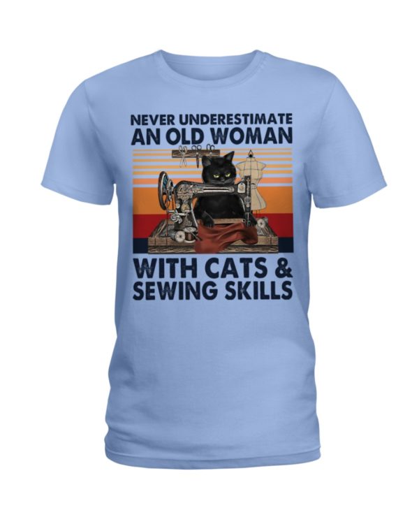 regular 4499 600x750px Never Underestimate An Old Woman With Cats And Sewing Skills Shirt