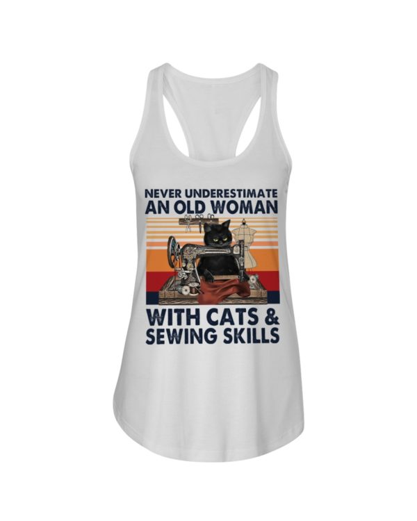 regular 4504 600x750px Never Underestimate An Old Woman With Cats And Sewing Skills Shirt