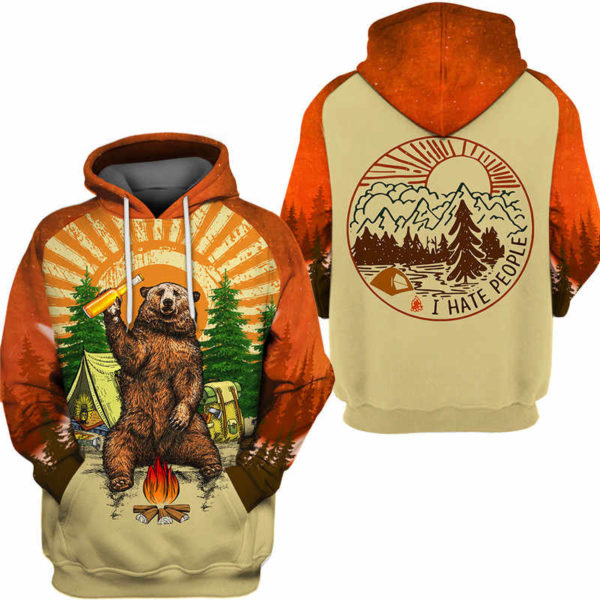 Fun Bear 3D Hooded Sweatshirt Cool Sweatshirt Camping pullover I HATE PEOPLE 2.jpg q50 2 600x600px Bear Camping I Hate People 3D Printed Shirt