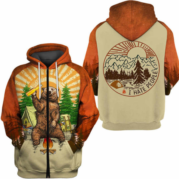 Fun Bear 3D Hooded Sweatshirt Cool Sweatshirt Camping pullover I HATE PEOPLE 3.jpg q50 3 600x600px Bear Camping I Hate People 3D Printed Shirt
