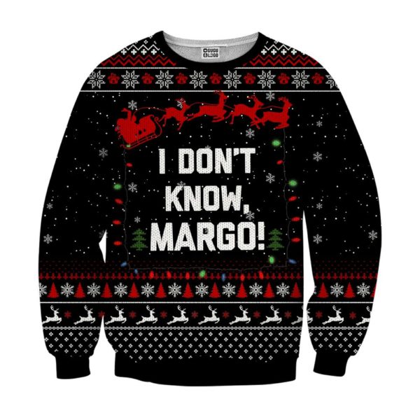 I dont know margo ugly christmas sweater black 600x600px I Don't Know Margo 3D Printed Christmas Sweatshirt