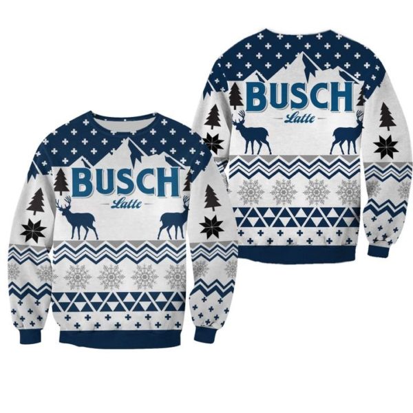 beer busch latte all over printed ugly christmas sweater 2 600x600px Bush Latte Deer 3D Printed Christmas Sweatshirt