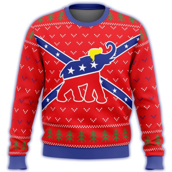 republican flag elephant all over printed ugly christmas sweater 3 600x600px Republican Flag Elephant Trump All Over Printed Christmas Sweatshirt