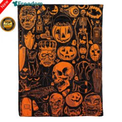 Halloween Pumpkin and Skull Fleece Blanket