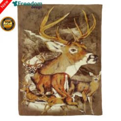 Running Deer Brown Fleece Blanket