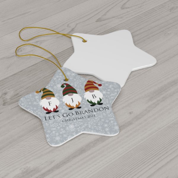 68983 4 600x600px Gnomes Family Let's Go Brandon Christmas 2021 Ceramic Ornaments