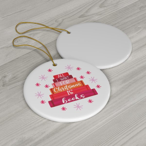 69370 28 600x600px All I Want For Chritstmas Is Books Ornament