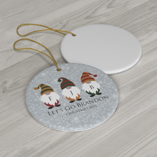 69370 4 600x600px Gnomes Family Let's Go Brandon Christmas 2021 Ceramic Ornaments