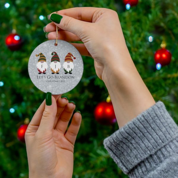 69370 5 600x600px Gnomes Family Let's Go Brandon Christmas 2021 Ceramic Ornaments