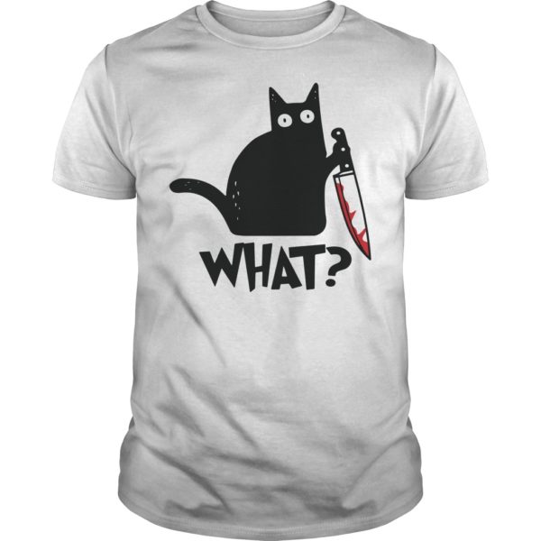 Cat What Murderous Black Cat With Knife Halloween Gift Shirt