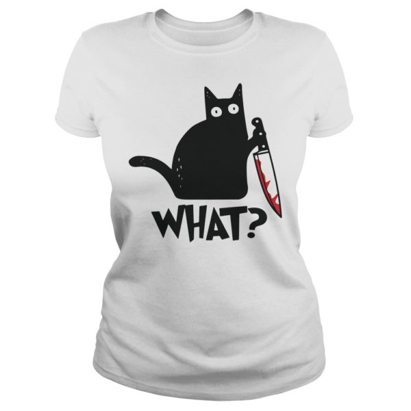 Cat What Murderous Black Cat With Knife Halloween Gift Shirt Ladies