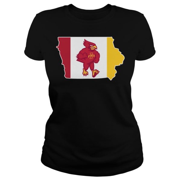 Lowa State Cyclones Mascot In State Outline Flag Shirt Ladies