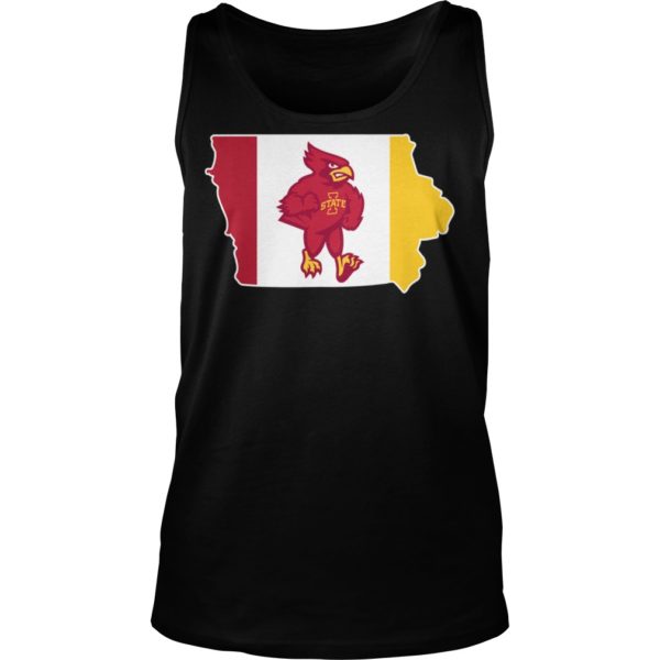 Lowa State Cyclones Mascot In State Outline Flag Shirt Tank Top