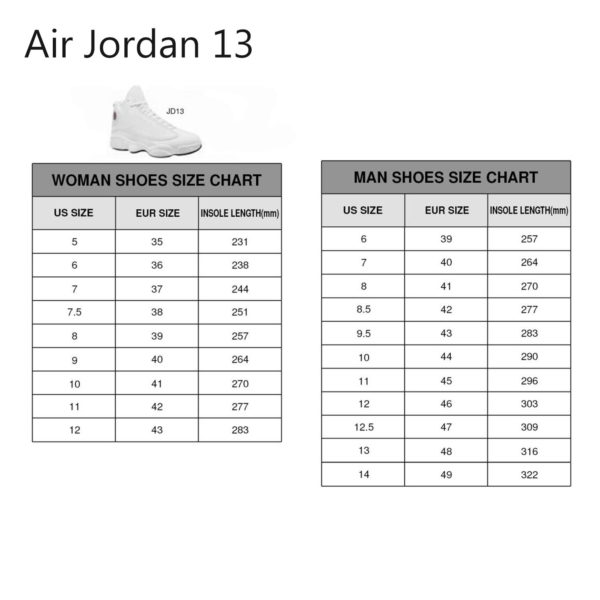 Air Jordan 13 Size Chart 2 600x600px Pittsburgh Steelers Air Jordan 13 Shoes