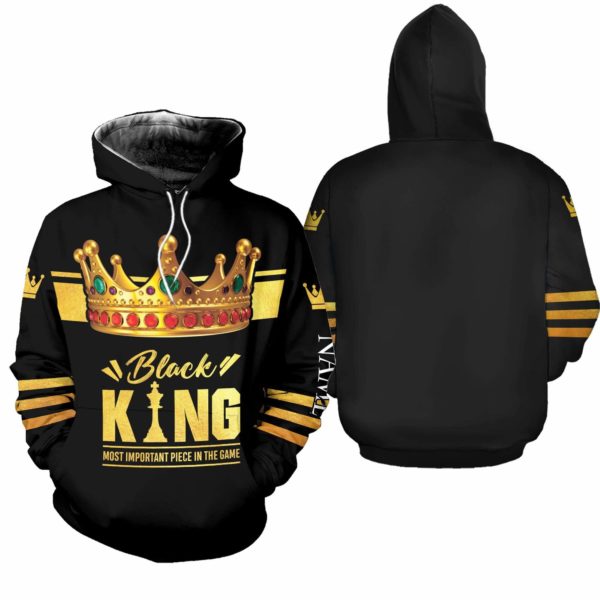 Black King Most Important Piece In The Game 3D Hoodie Zip Hoodie - 3D Hoodie - Black