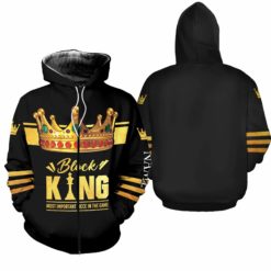 Black King Most Important Piece In The Game 3D Hoodie Zip Hoodie - 3D Zip Hoodie - Black