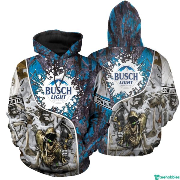 Busch Light Deer Hunter 3D All Over Print Hoodie Gifts For Father's Day - 3D Hoodie - Grey