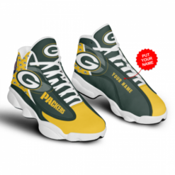 Custom Name Green Bay Packers Jordan 13 For Fans - Men's Air Jordan 13 - Green