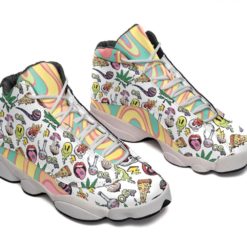 Funny Sticker Psychedelic drug Pattern Air Jordan 13 Shoes - Men's Air Jordan 13 - White