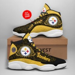 Gift For Fans Steelers Jordan 13 Personalized Shoes - Women's Air Jordan 13 - Black
