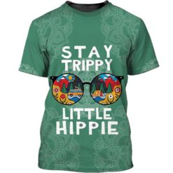 Glasses Camping Stay Trippy Little Hippie Shirt - 3D T-Shirt - Green