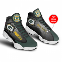 Green Bay Packers Jordan 13 Personalized Shoes - Men's Air Jordan 13 - Dark Green