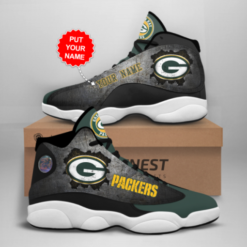 Green Bay Packers Jordan 13 Personalized Shoes - Women's Air Jordan 13 - Dark Green
