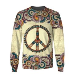 Hippie Vintage Peace Sign All Over Print T-shirt Sweatshirt Hoodie - 3D Sweatshirt - Purple