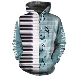 I Love Piano Music Piano Lover 3D Shirt - 3D Hoodie - Light Blue