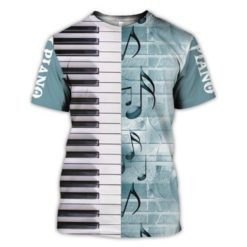 I Love Piano Music Piano Lover 3D Shirt - 3D T-Shirt - Light Blue