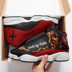 Jesus Lover Walk By Faith Air Jordan 13 Shoes - Women's Air Jordan 13 - Red