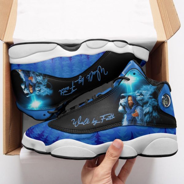 Jesus Walk By Faith Air Jordan Shoes - Women's Air Jordan 13 - Blue