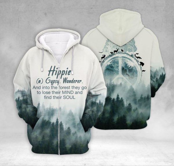 Jungle Hippie Camping Life Gypsy Wanderer 3D Shirt - 3D Zip Hoodie - White