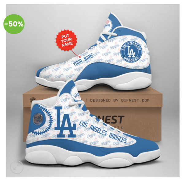 La Dodgers Personalized Custom Name Jordan 13 Shoes - Women's Air Jordan 13 - Blue