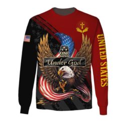 One Nation Under God Eagle American Flag 3D All Over Print Shirt - 3D Sweatshirt - Red