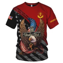 One Nation Under God Eagle American Flag 3D All Over Print Shirt - 3D T-Shirt - Red