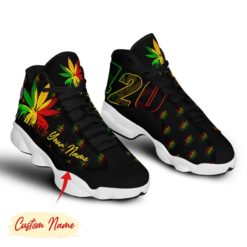 Personalized 420 Shoes Air Jordan 13 Cannabis Weed Sneaker - Men's Air Jordan 13 - Black