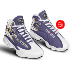 Personalized Baltimore Ravens Jordan 13 Shoes Custom Name - Men's Air Jordan 13 - Purple