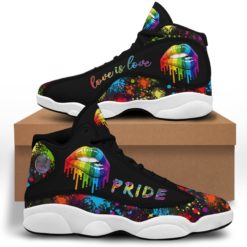 Personalized LGBT Shoes Air Jordan 13 Love Is Love Shoes - Women's Air Jordan 13 - Black