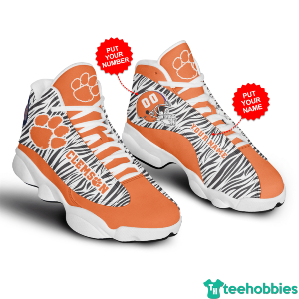 Personalized Name Clemson Air Jordan 13 Shoes For Fans - Men's Air Jordan 13 - Orange