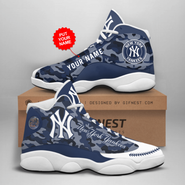 Personalized Name New York Yankees Bronx Bombers Air Jordan 13 Shoes - Women's Air Jordan 13 - Navy